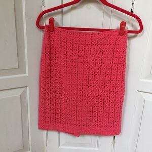 Ann Taylor Petites Pink Crochet Lace Skirt